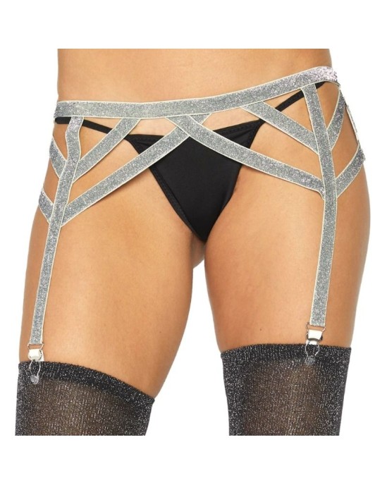 Leg Avenue Accessories LEG AVENUE SILVER LUREX ELASTIC GARTER BELT ONE SIZE