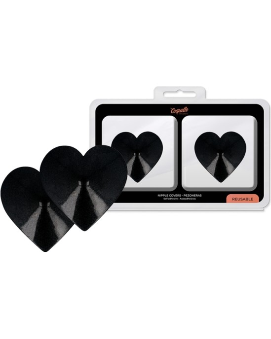 Coquette Accessories COQUETTE CHIC DESIRE - BLACK HEARTS NIPPLE VĀCIJAS