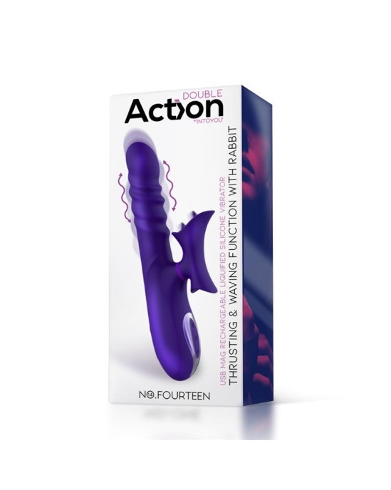 Action No. Fourteen Telescopic Undulating Vibe with High Frequency Tongue Liquid Silicone USB