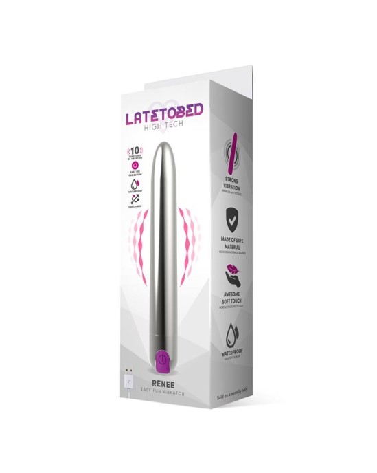 Latetobed Renee Vibe 10 Vibrating Functions 18,5 cm USB Sudrabs