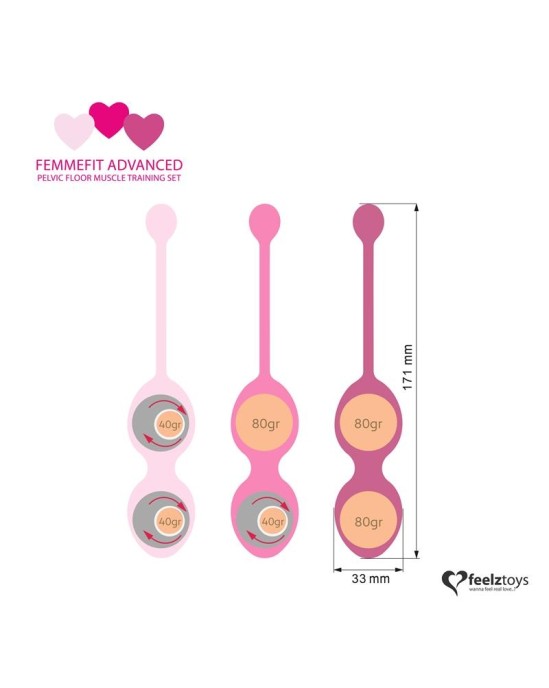 Feelztoys FemmeFit Advanced Pelvic Muscle Training Set 3 p