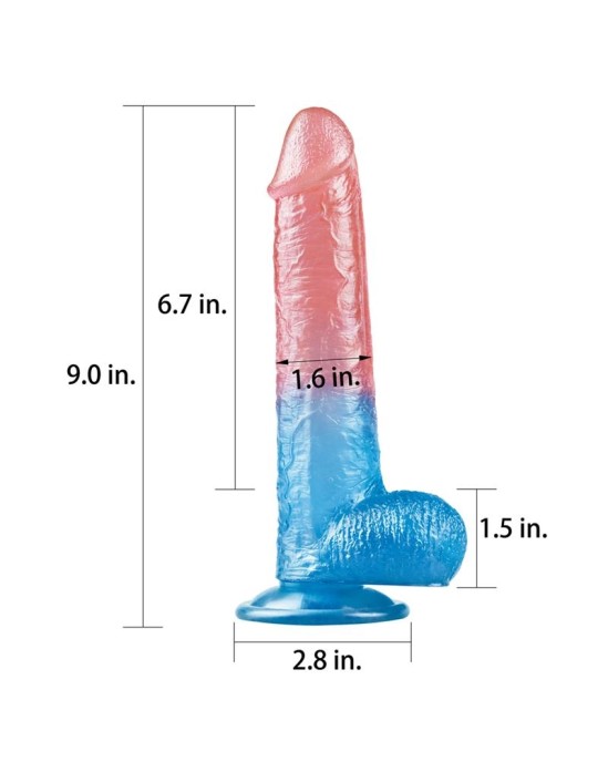 Lovetoy Dildo Dazzle Studsv 9 Rozā un zilā krāsā