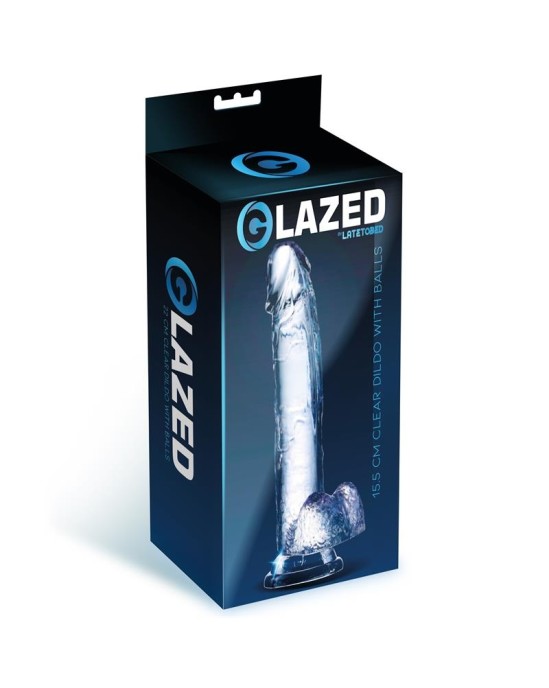 Glazed Reālistisks dildo ar sēkliniekiem kristāla materiāls 15,5 cm