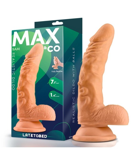 Max & Co Sam Realistic Dildo with Testicles 7.1 Flesh