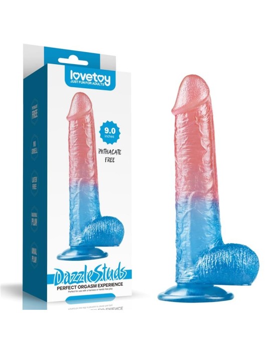 Lovetoy Dildo Dazzle Studsv 9 Rozā un zilā krāsā