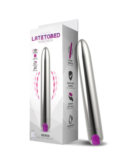 Latetobed Renee Vibe 10 Vibrating Functions 18,5 cm USB Silver