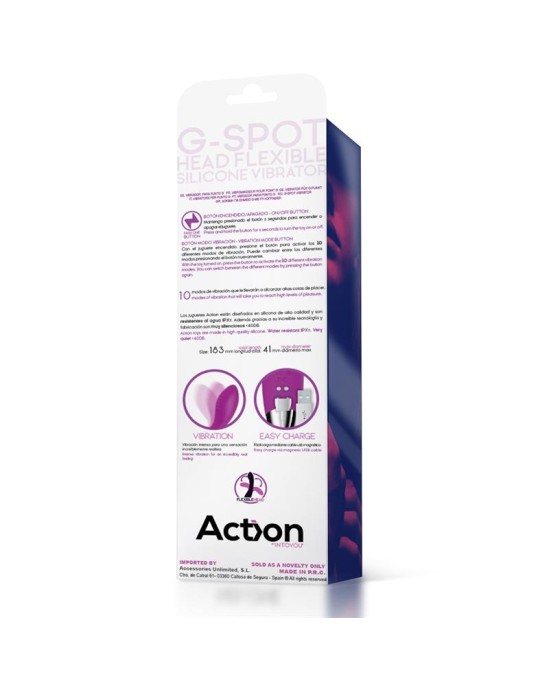 Action Nr. Desmit G-Spot Hyper-Flexible Vibe Magnetic USB silikona