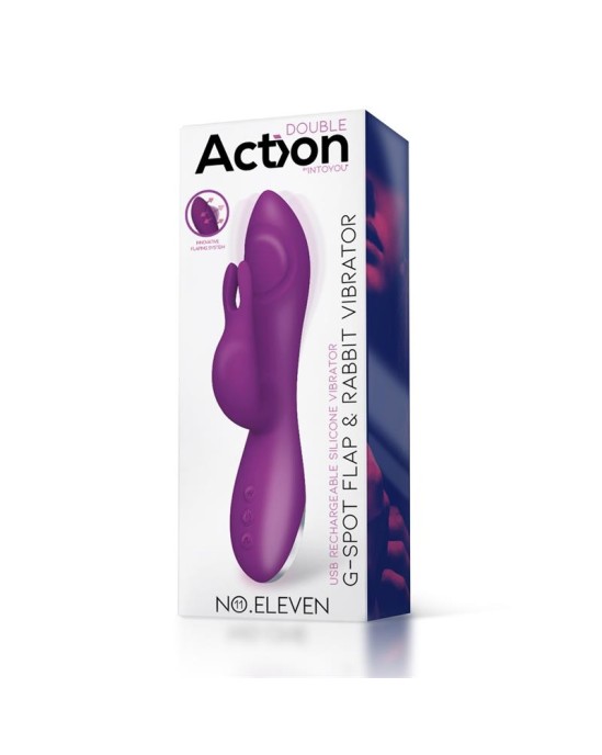 Action No. Eleven Vibrator with Bunny, G-Spot and Pulse Function Magnetic USB Silicone