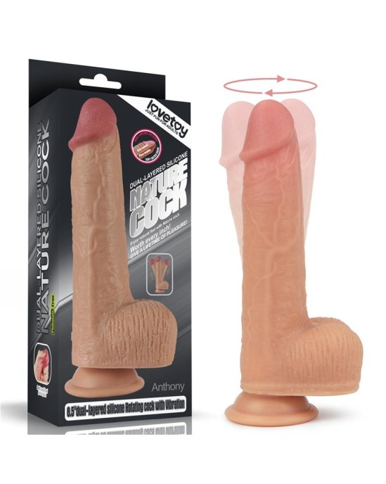 Lovetoy Dildo Nature Cock with Vibration and Rotation Anthony Flesh