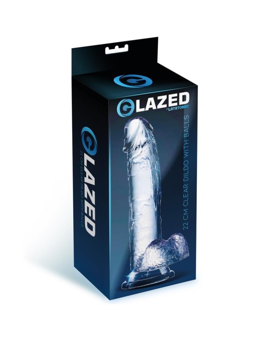 Glazed Reālistisks dildo ar sēkliniekiem kristāla materiāls 22 cm