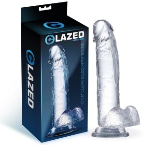 Glazed Reālistisks dildo ar sēkliniekiem kristāla materiāls 22 cm