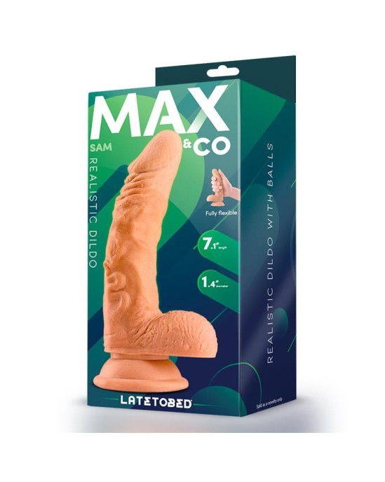 Max & Co Sam Realistic Dildo with Testicles 7.1 Flesh