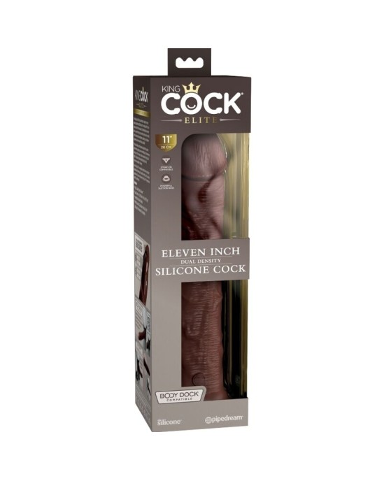 King Cock ELITE - REĀLISTS SILIKONA DILDO 28 CM BRŪNA