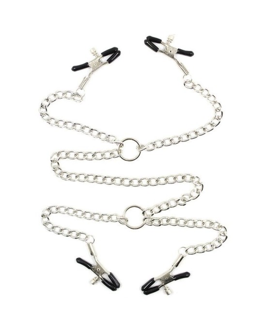 Ohmama Fetish 4 NIPPLE Clamps WITH CHAINS