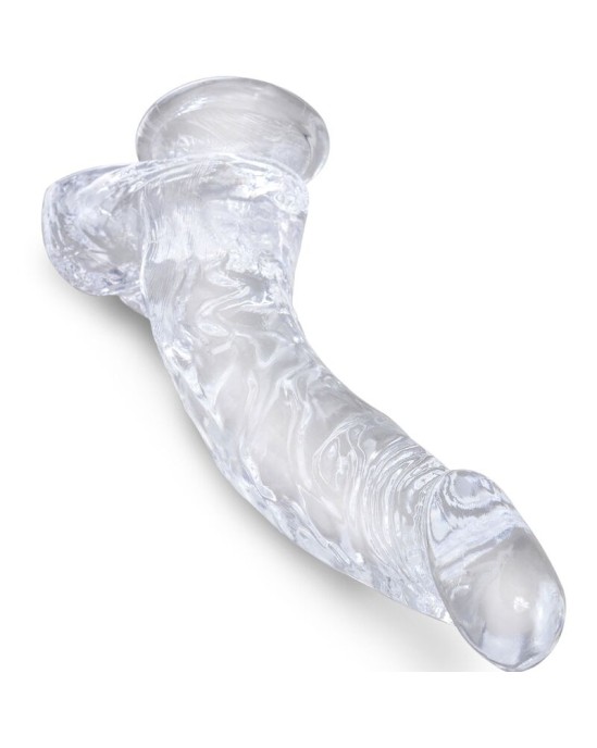 King Cock CLEAR - REALISTIC CURVED PENIS WITH BALLS 16.5 CM TRANSPARENT