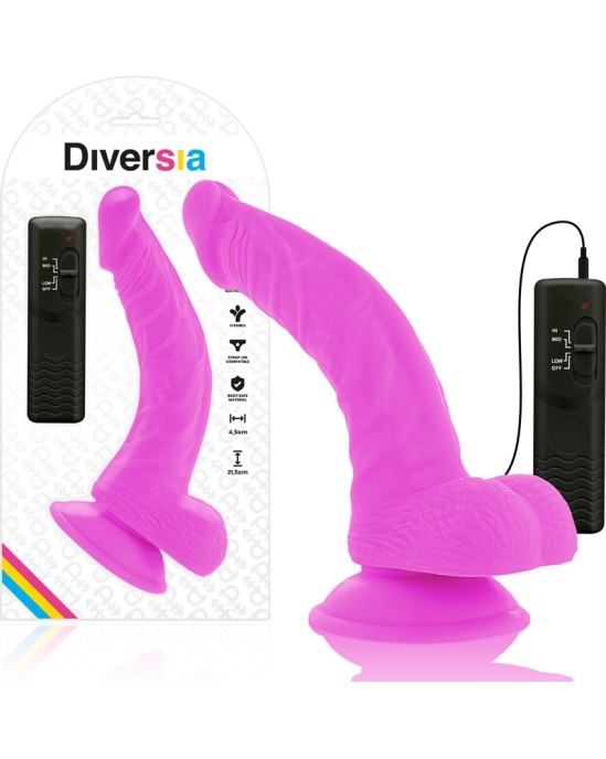 Diversia Elastīgs Vibrējošs Dildo 21,5 CM - violets