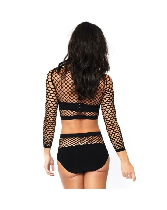 Leg Avenue Sets LEG AVENUE 2 PIECES SET NET LONG SLEEVED TOP AND HIGH WAISTED ONE SIZE