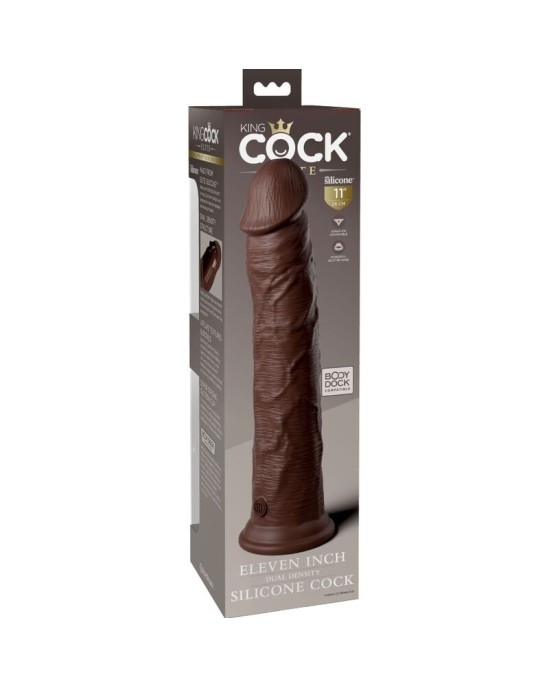 King Cock ELITE - REĀLISTS SILIKONA DILDO 28 CM BRŪNA