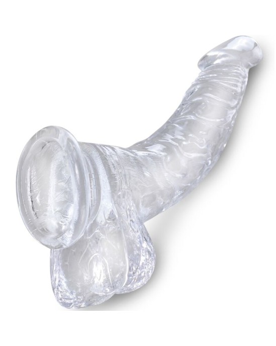 King Cock CLEAR - REALISTIC CURVED PENIS WITH BALLS 16.5 CM TRANSPARENT