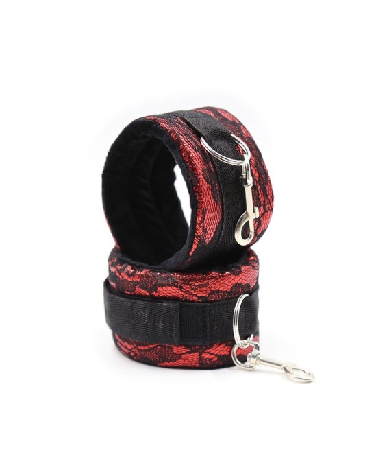 Ohmama Fetish VELVET HANDCUFFS WITH NYLON TAPE