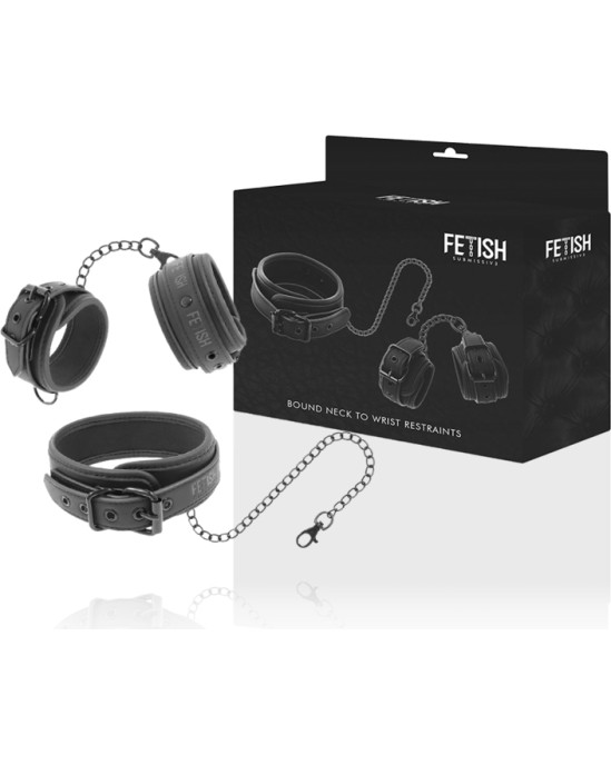 Fetish Submissive Bondage FETISH SUBMISSIVE - VEGAN LEATHER NECKLACE AND HANDCUFFS WITH NOPRENE LINING