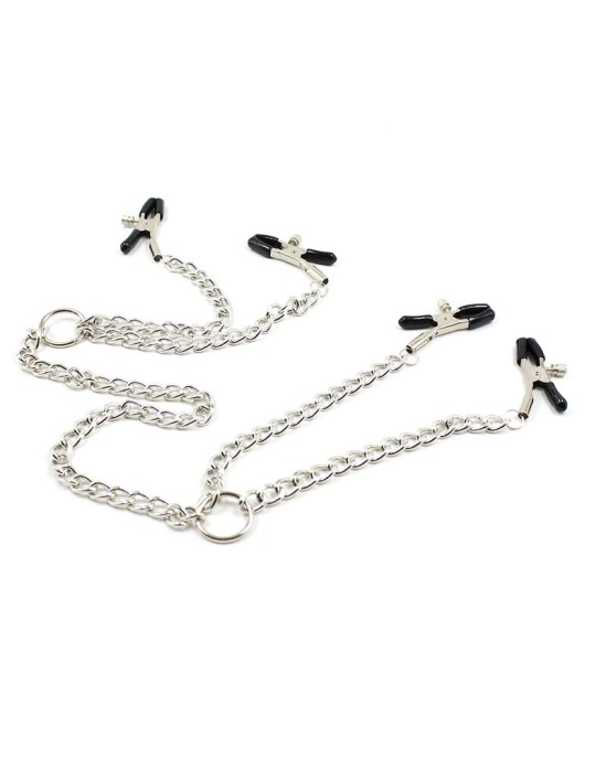 Ohmama Fetish 4 NIPPLE Clamps WITH CHAINS