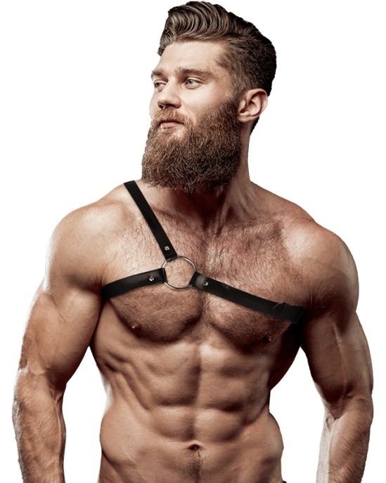 Fetish Submissive Attitude MEN'S CROSSED SHOULDER ECO LEATHER HARNESS