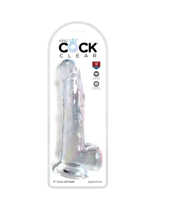 King Cock DZIDRS - DILDO AR sēkliniekiem 20,3 CM caurspīdīgs