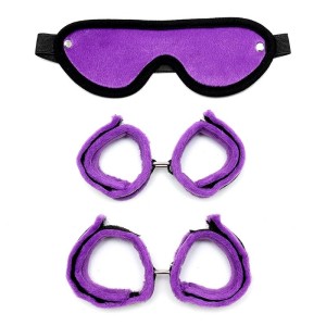 Bondage Play Rimba Handcuffs, Foot Cuffs and Mask Purple