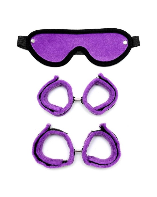 Bondage Play Rimba Handcuffs, Foot Cuffs and Mask Purple