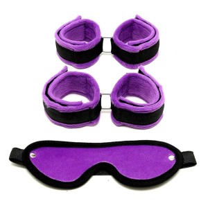 Bondage Play Rimba Handcuffs, Foot Cuffs and Mask Purple