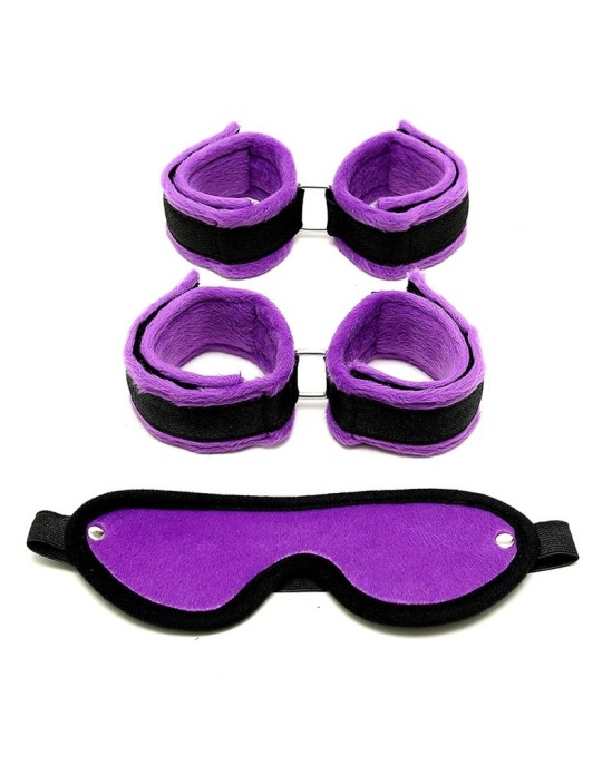 Bondage Play Rimba Handcuffs, Foot Cuffs and Mask Purple