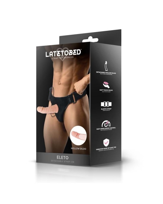 Harness Collection Latetobed Съемный страпон Eleto с полым дилдо, вибрацией и дистанционным управлением