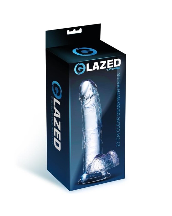 Glazed Reālistisks dildo ar sēkliniekiem kristāla materiāls 20 cm