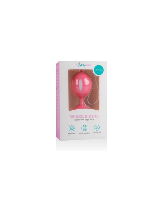 Easytoys Wiggle Duo Kegel Ball rozā un baltā krāsā