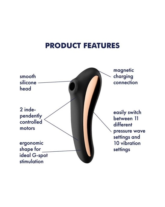 Satisfyer Dual Kiss Clitoris Sucker un Vibe 2 in 1 Black
