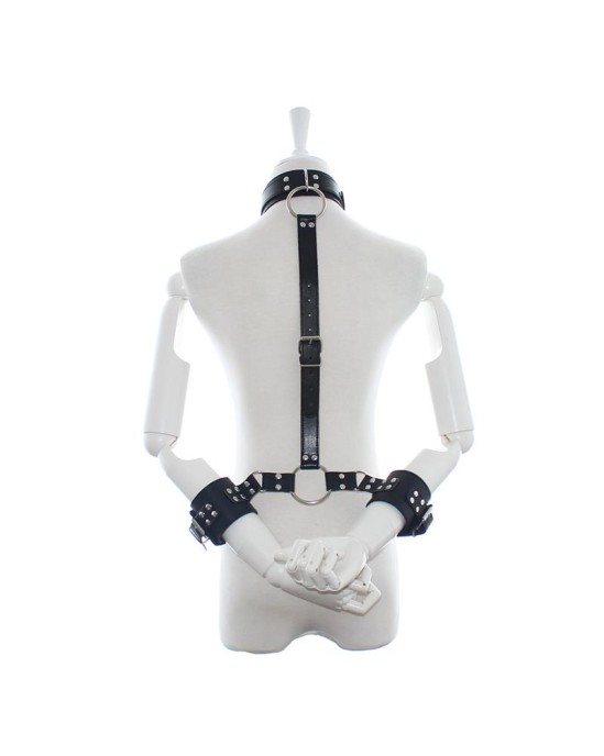 Latetobed Bdsm Line Collar with Restraints Adjustable Black