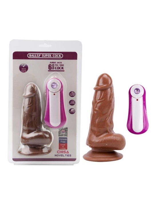 Chisa Dildo Jumbo Jack 6 Vibrating Dildo-Brown