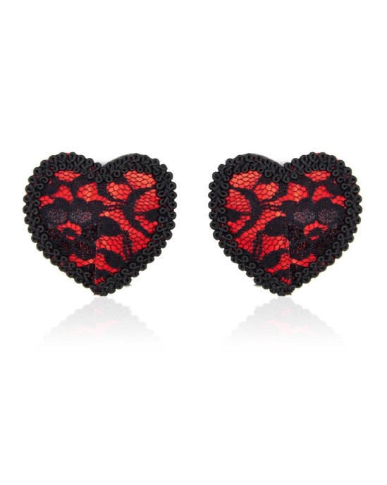 Latetobed Bdsm Line Nipple Covers with Lace Black/Red