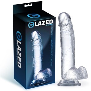 Glazed Reālistisks dildo ar sēkliniekiem kristāla materiāls 20 cm