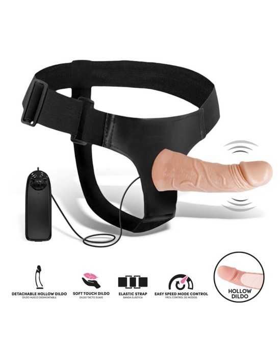 Harness Collection Latetobed Eleto noņemama siksna ar dobu dildo, vibrāciju un tālvadības pulti