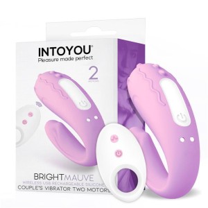 Intoyou Brightmauve Couples Vibrator Two Motors Remote Control USB Silicone