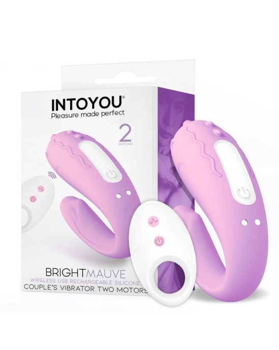 Intoyou Brightmauve Couples Vibrator Two Motors Remote Control USB Silicone