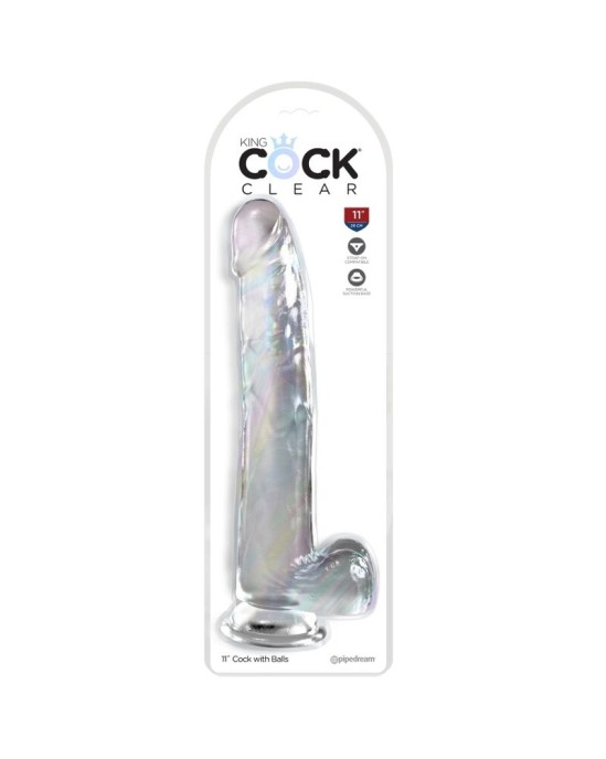 King Cock SKAIDRS - DILDO AR sēkliniekiem 24,8 CM caurspīdīgs