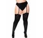 Leg Avenue Hosiery LEG AVENUE MELNA NILONA AUGŠŅI AR MELNU BOW PLUS IZMĒRU