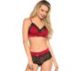 Leg Avenue Sets LEG AVENUE 2 PIECES SET BLACK AND RED L/XL