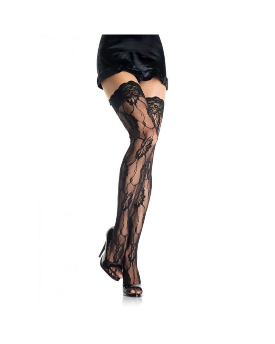 Leg Avenue Hosiery КРУЖЕВНЫЕ ЧУЛКИ LEG AVENUE С ЦВЕТОЧНЫМ РОМАНТИКОМ