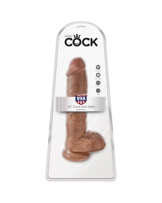 King Cock REALISTIC PENIS WITH BALLS 19.8 CM CARAMEL