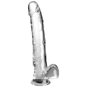 King Cock SKAIDRS - DILDO AR sēkliniekiem 24,8 CM caurspīdīgs