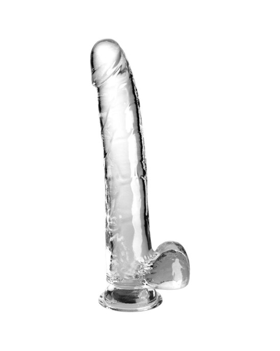 King Cock SKAIDRS - DILDO AR sēkliniekiem 24,8 CM caurspīdīgs